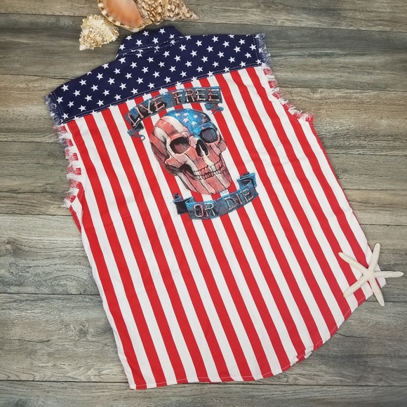 Shore Trendz Shirts Motorcycle Biker Shirt Us Flag Live Free Or Die Poshmark